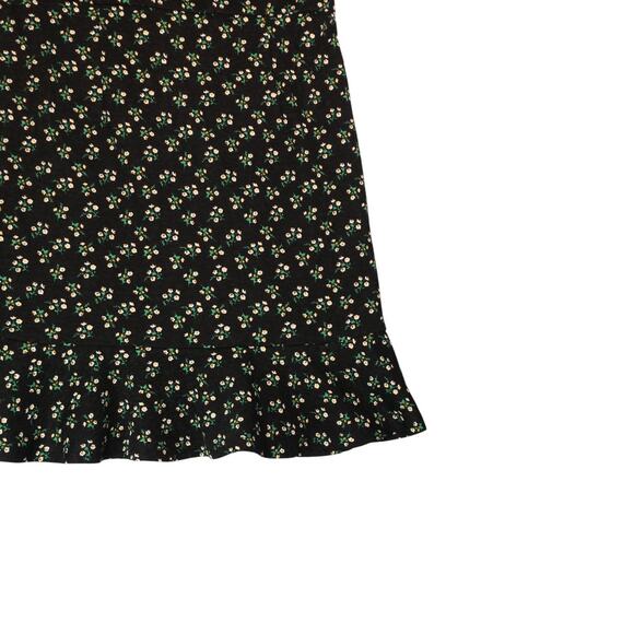 New Anthropologie Hutch Mini Dress Women Medium Black Floral Ruffle Hem Sundress - Picture 5 of 15